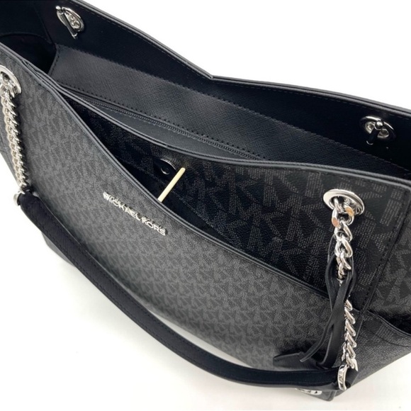 Michael Kors Large X Chain Shoulder Tote Bag Black (NWT) - Picture 6 of 10